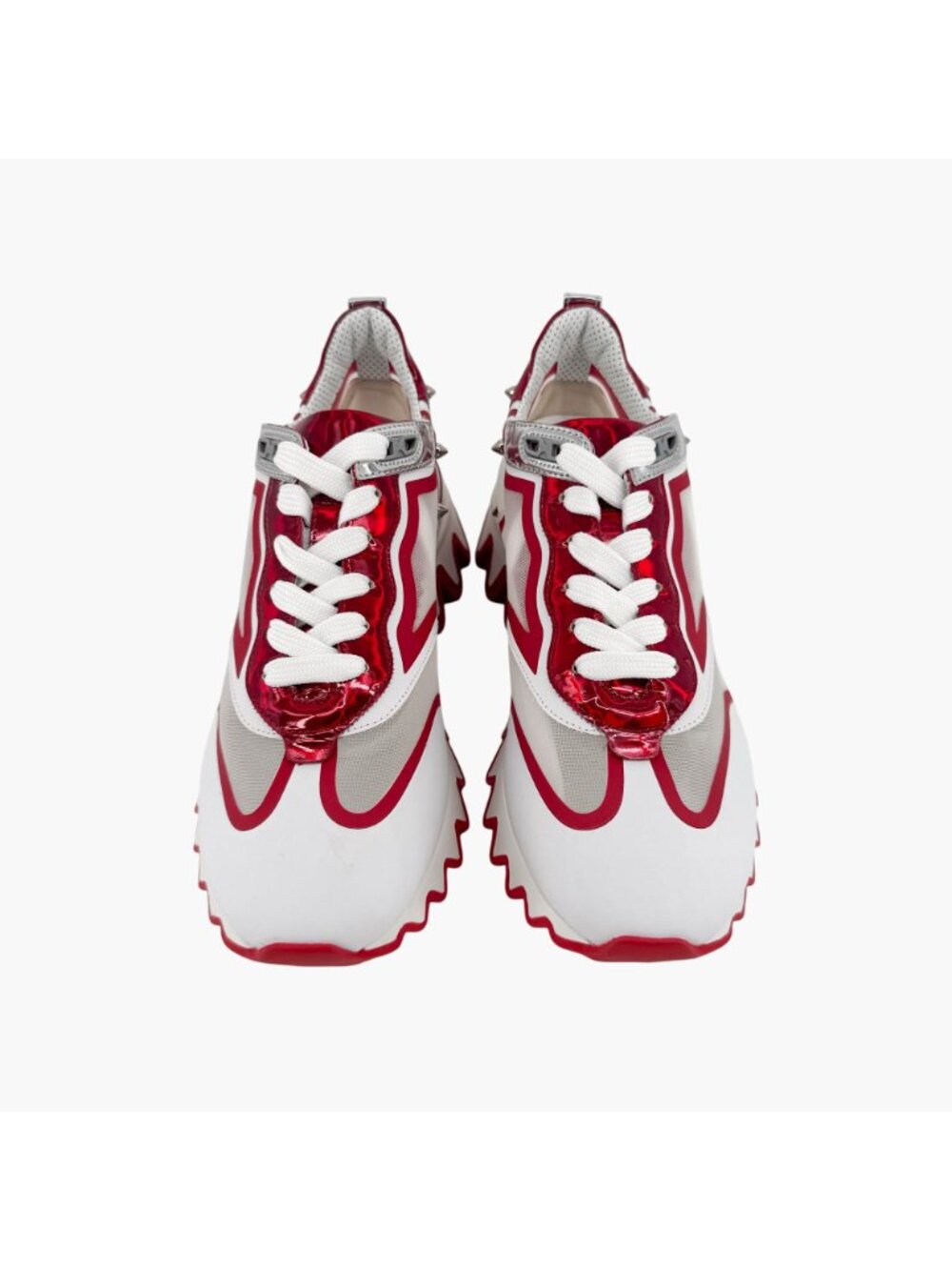 Christian Louboutin Sharkina White Mesh Red Sneakers Size 39.5 US 9.5 Women 6924 - Picture 3 of 15